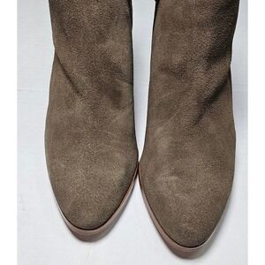 Sole Society River Army Cow Suede Ankle Booties Side Zip Block Heel Womens 8M